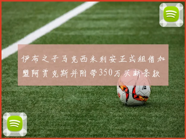 伊布之子马克西米利安正式租借加盟阿贾克斯并附带350万买断条款